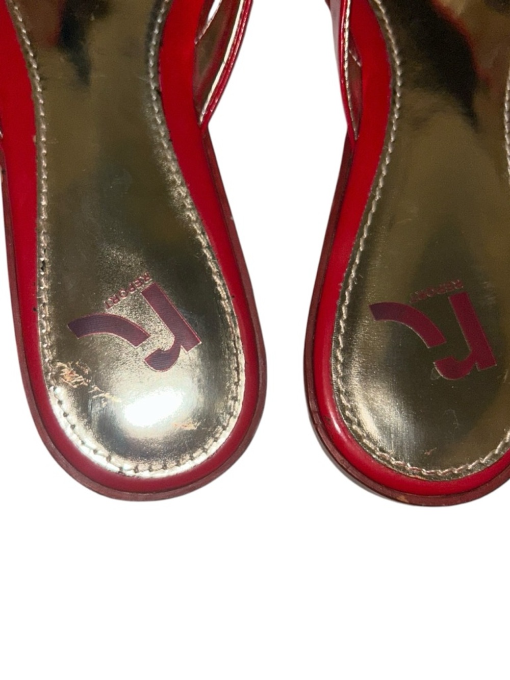 Report Red Slip-On Thong Sandals with Gold Insole - Picture 7 of 7